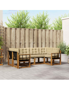 Set di divani con cuscino 6 pcs Naturale e Beige