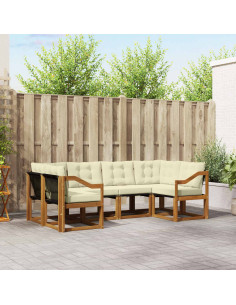 Set di divani con cuscino 6 pcs Naturale e Crema