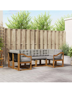 Set di divani con cuscino 6 pcs Grigio Naturale e Chiaro