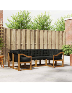 Set di divani con cuscino 6 pcs Naturale e Nero