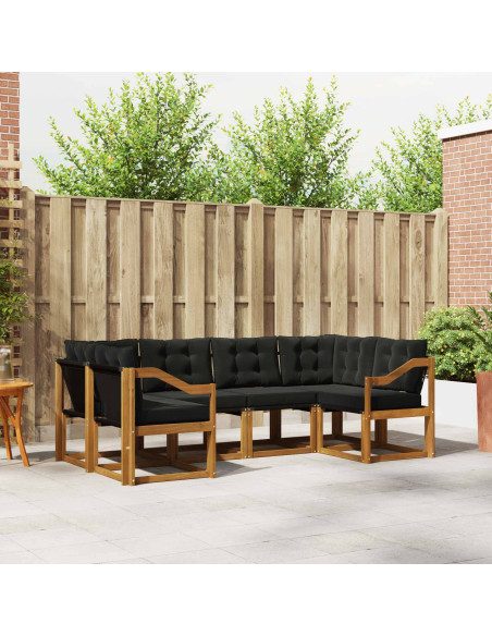 Set di divani con cuscino 6 pcs Naturale e Nero