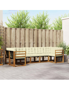 Set di divani con cuscino 7 pcs Naturale e Crema