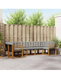 Set di divani con cuscino 7 pcs Grigio Naturale e Chiaro