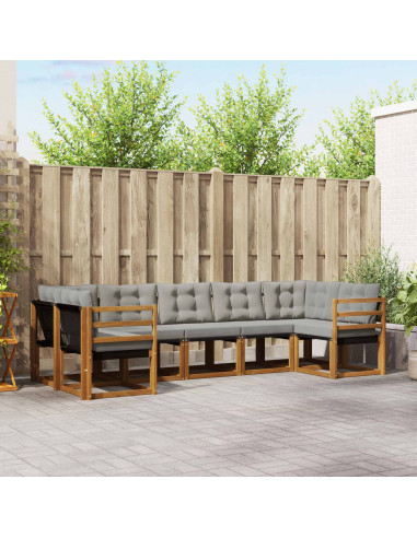 Set di divani con cuscino 7 pcs Grigio Naturale e Chiaro