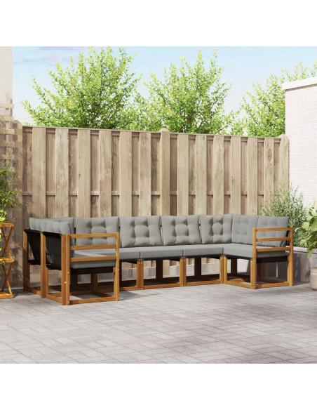 Set di divani con cuscino 7 pcs Grigio Naturale e Chiaro