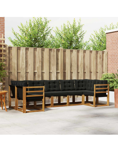 Set di divani con cuscino 7 pcs Naturale e Nero