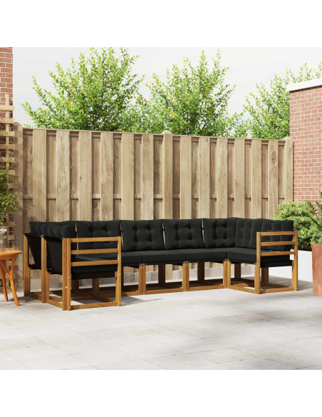 Set di divani con cuscino 7 pcs Naturale e Nero