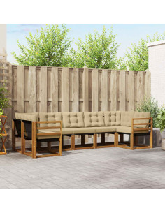 Set di divani con cuscino 7 pcs Naturale e Beige