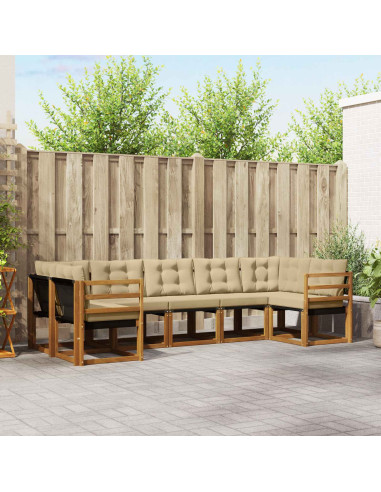 Set di divani con cuscino 7 pcs Naturale e Beige