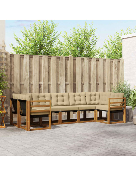 Set di divani con cuscino 7 pcs Naturale e Beige