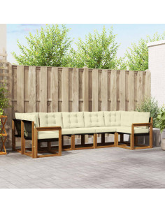 Set di divani con cuscino 7 pcs Naturale e Crema