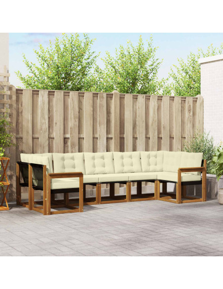 Set di divani con cuscino 7 pcs Naturale e Crema