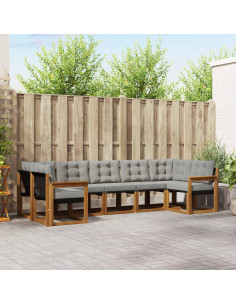 Set di divani con cuscino 7 pcs Grigio Naturale e Chiaro