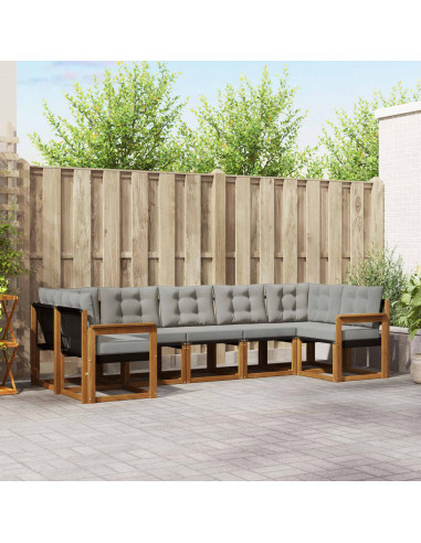 Set di divani con cuscino 7 pcs Grigio Naturale e Chiaro