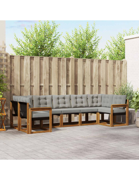 Set di divani con cuscino 7 pcs Grigio Naturale e Chiaro