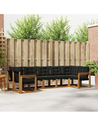 Set di divani con cuscino 7 pcs Naturale e Nero