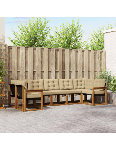 Set di divani con cuscino 7 pcs Naturale e Beige