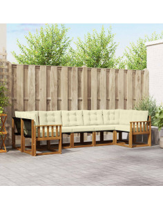 Set di divani con cuscino 7 pcs Naturale e Crema