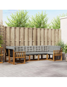 Set di divani con cuscino 7 pcs Grigio Naturale e Chiaro