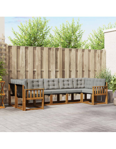 Set di divani con cuscino 7 pcs Grigio Naturale e Chiaro