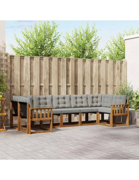 Set di divani con cuscino 7 pcs Grigio Naturale e Chiaro