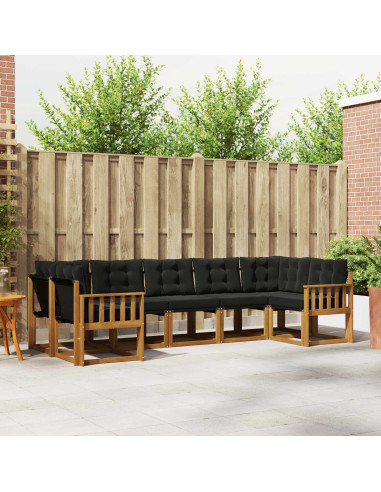 Set di divani con cuscino 7 pcs Naturale e Nero