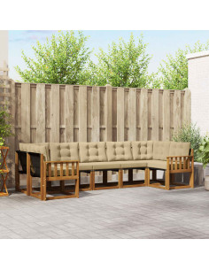 Set di divani con cuscino 7 pcs Naturale e Beige