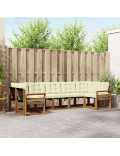 Set di divani con cuscino 7 pcs Naturale e Crema