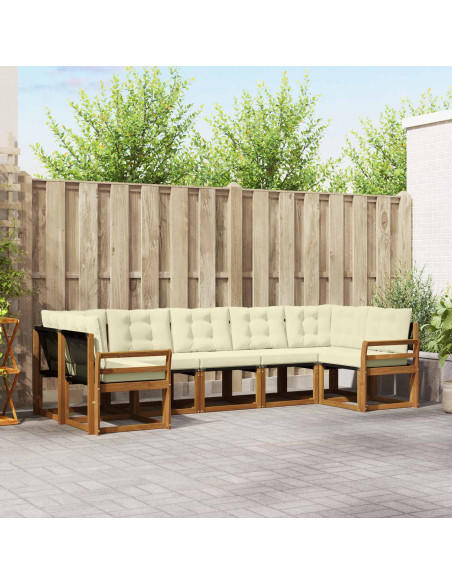 Set di divani con cuscino 7 pcs Naturale e Crema