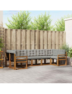 Set di divani con cuscino 7 pcs Grigio Naturale e Chiaro