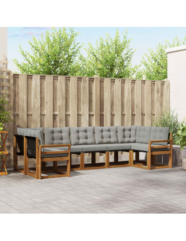 Set di divani con cuscino 7 pcs Grigio Naturale e Chiaro