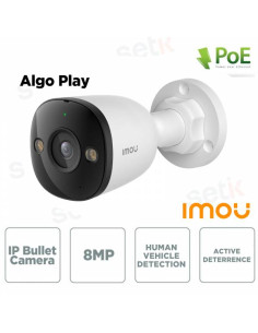 CAMERA POE ALGO 4K 8MP ESTERNO 3.6MM/IR30/IP67/SD/110DB/MIC