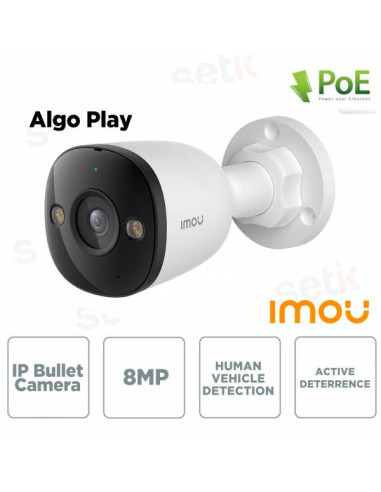 CAMERA POE ALGO 4K 8MP ESTERNO 3.6MM/IR30/IP67/SD/110DB/MIC