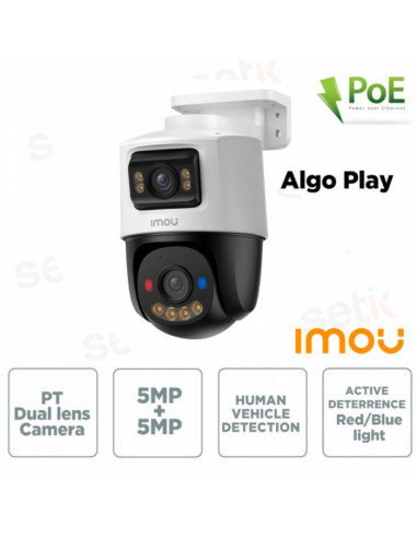 CAMERA POE ALGO 10MP (5MP+5MP PTZ) 3.6MM/IR30/IP66/SD/MIC/110DB AI
