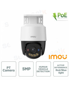 CAMERA POE 5MP PTZ ESTERNO AI 3.6MM/IR30/SD/MIC LUCI LED