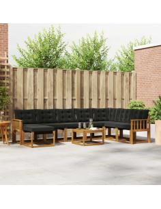 Set di divani con cuscino 9 pcs Naturale e Nero