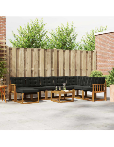 Set di divani con cuscino 9 pcs Naturale e Nero