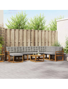 Set di divani con cuscino 9 pcs Grigio Naturale e Chiaro