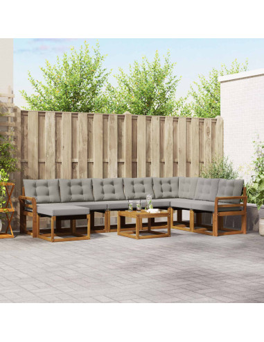 Set di divani con cuscino 9 pcs Grigio Naturale e Chiaro