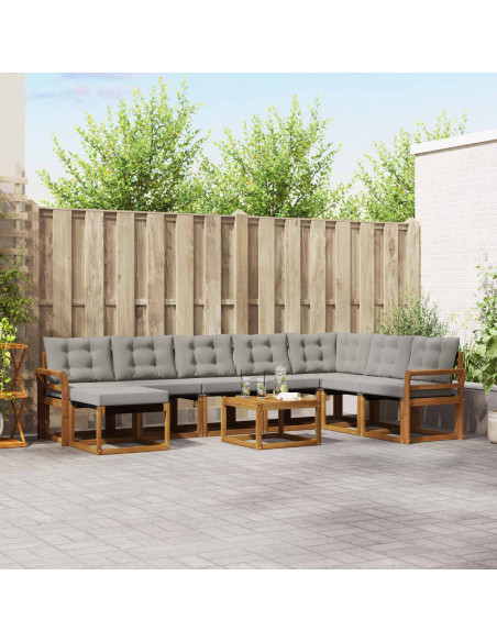 Set di divani con cuscino 9 pcs Grigio Naturale e Chiaro