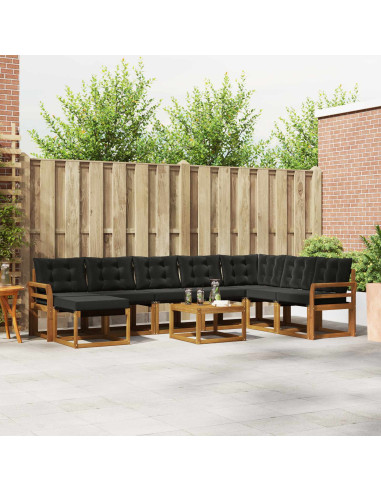 Set di divani con cuscino 9 pcs Naturale e Nero