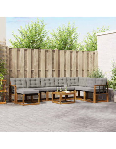 Set di divani con cuscino 9 pcs Grigio Naturale e Chiaro