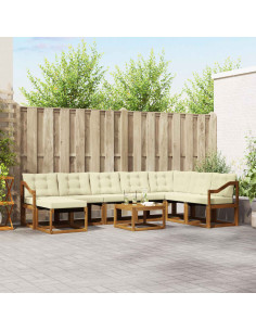 Set di divani con cuscino 9 pcs Naturale e Crema