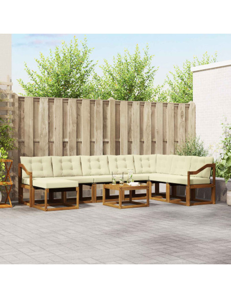 Set di divani con cuscino 9 pcs Naturale e Crema