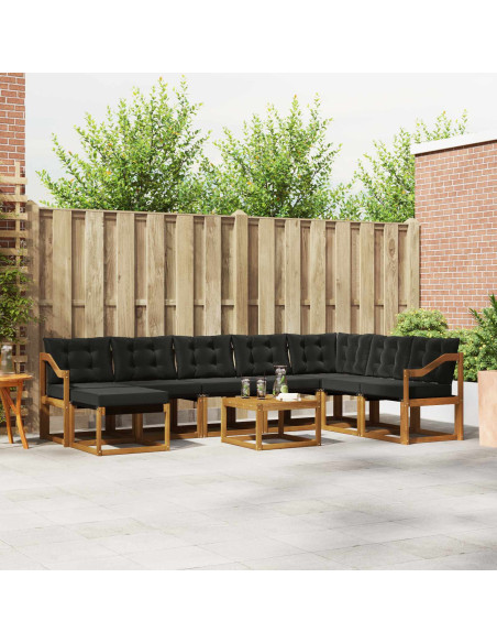 Set di divani con cuscino 9 pcs Naturale e Nero