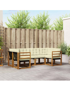 Set di divani con cuscino 6 pcs Naturale e Crema