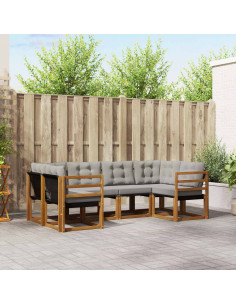 Set di divani con cuscino 6 pcs Grigio Naturale e Chiaro