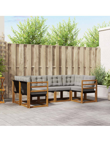 Set di divani con cuscino 6 pcs Grigio Naturale e Chiaro