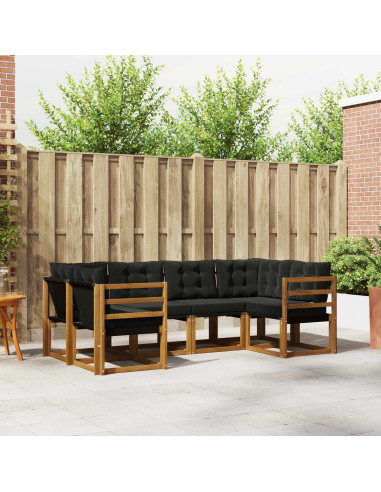 Set di divani con cuscino 6 pcs Naturale e Nero
