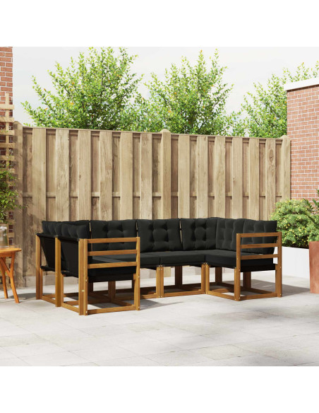 Set di divani con cuscino 6 pcs Naturale e Nero